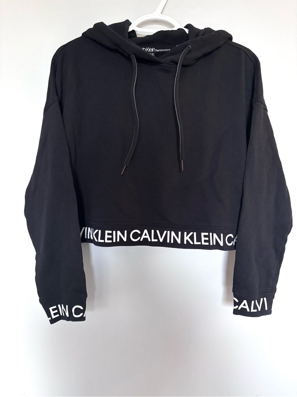 Calvin Klein Performance Black Cropped Logo Hoodie